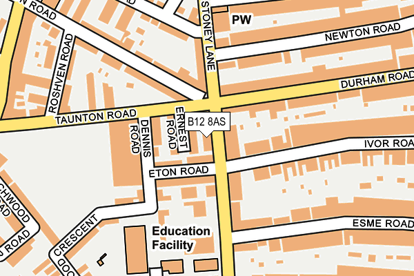 B12 8AS map - OS OpenMap – Local (Ordnance Survey)