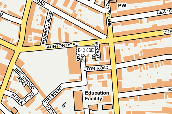 B12 8BE map - OS OpenMap – Local (Ordnance Survey)