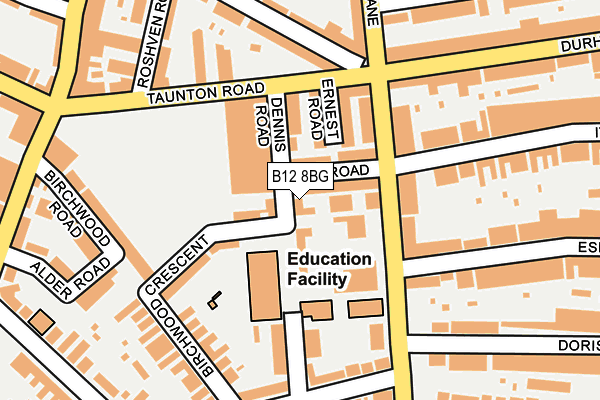 B12 8BG map - OS OpenMap – Local (Ordnance Survey)