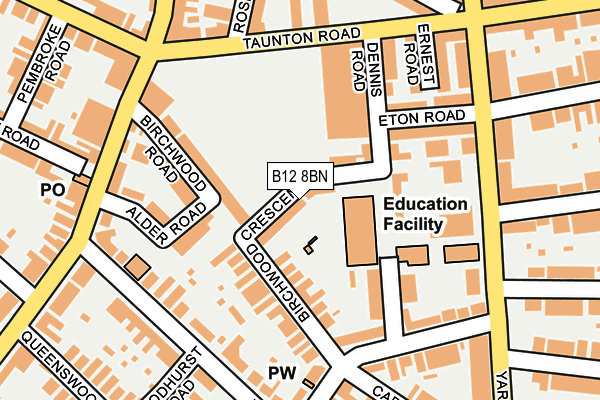 B12 8BN map - OS OpenMap – Local (Ordnance Survey)