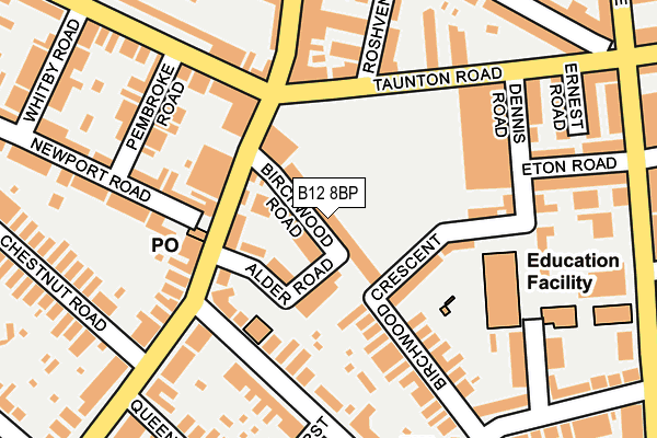 B12 8BP map - OS OpenMap – Local (Ordnance Survey)