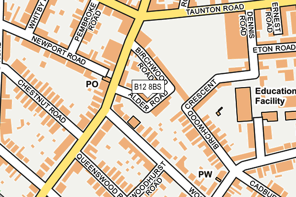 B12 8BS map - OS OpenMap – Local (Ordnance Survey)