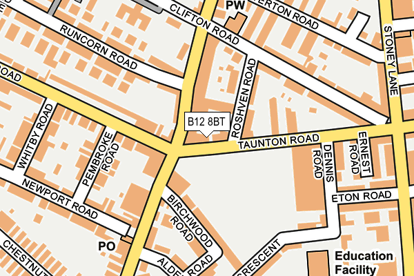 B12 8BT map - OS OpenMap – Local (Ordnance Survey)