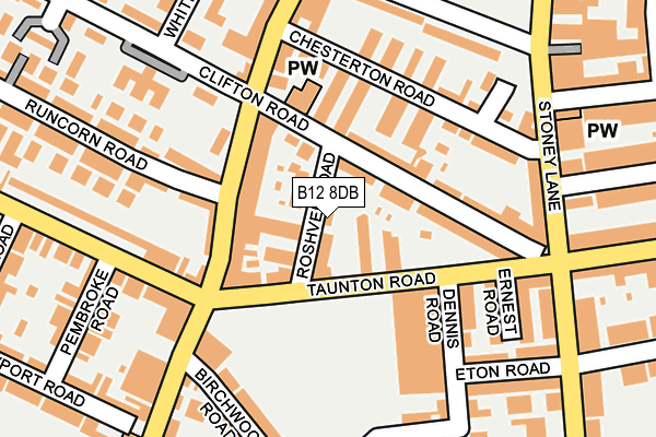 B12 8DB map - OS OpenMap – Local (Ordnance Survey)