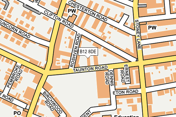 B12 8DE map - OS OpenMap – Local (Ordnance Survey)