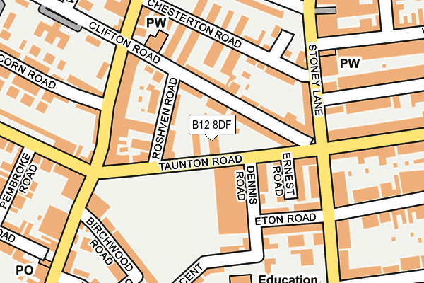 B12 8DF map - OS OpenMap – Local (Ordnance Survey)