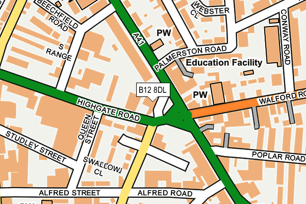 B12 8DL map - OS OpenMap – Local (Ordnance Survey)