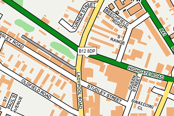 B12 8DP map - OS OpenMap – Local (Ordnance Survey)