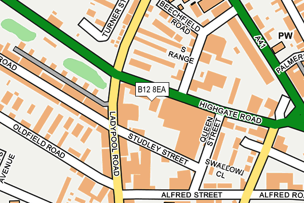 B12 8EA map - OS OpenMap – Local (Ordnance Survey)