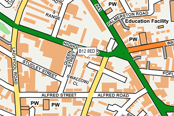 B12 8ED map - OS OpenMap – Local (Ordnance Survey)