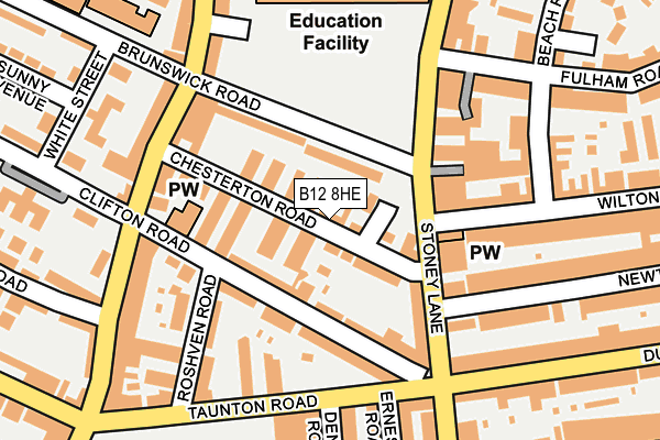 B12 8HE map - OS OpenMap – Local (Ordnance Survey)