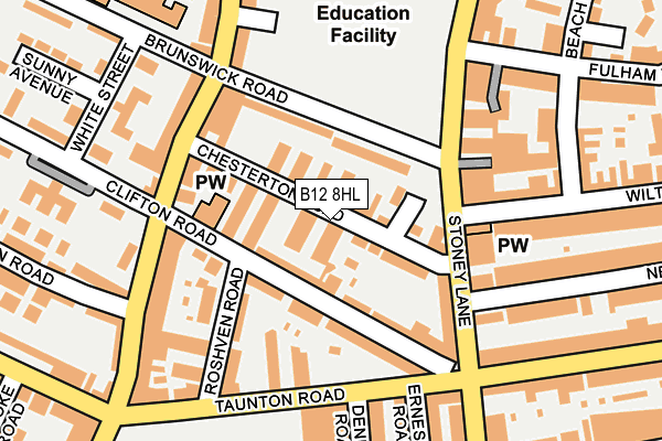 B12 8HL map - OS OpenMap – Local (Ordnance Survey)