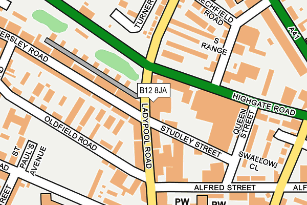 B12 8JA map - OS OpenMap – Local (Ordnance Survey)