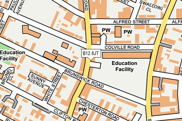 B12 8JT map - OS OpenMap – Local (Ordnance Survey)