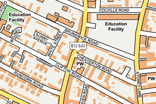 B12 8JU map - OS OpenMap – Local (Ordnance Survey)