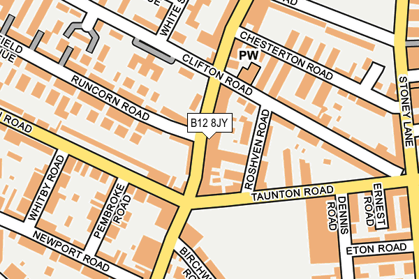 B12 8JY map - OS OpenMap – Local (Ordnance Survey)