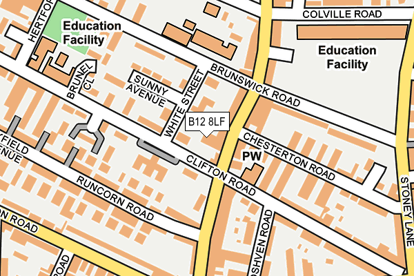B12 8LF map - OS OpenMap – Local (Ordnance Survey)