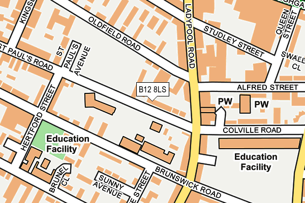 B12 8LS map - OS OpenMap – Local (Ordnance Survey)