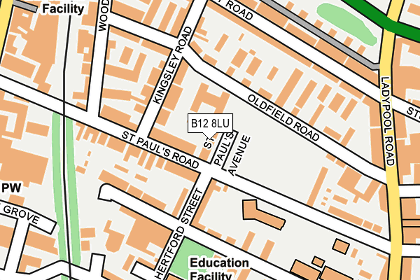 B12 8LU map - OS OpenMap – Local (Ordnance Survey)