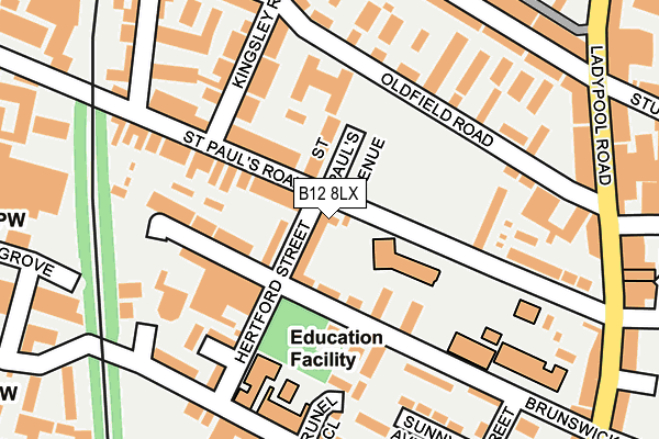 B12 8LX map - OS OpenMap – Local (Ordnance Survey)