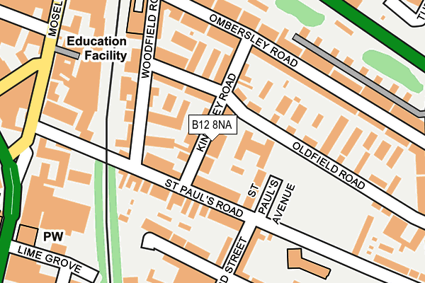 B12 8NA map - OS OpenMap – Local (Ordnance Survey)