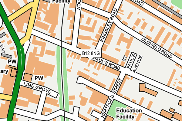 B12 8NG map - OS OpenMap – Local (Ordnance Survey)