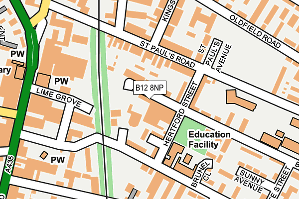 B12 8NP map - OS OpenMap – Local (Ordnance Survey)