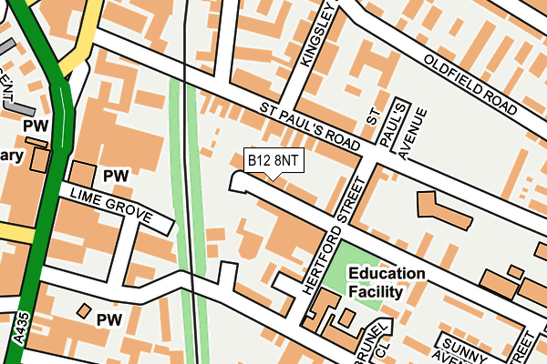 B12 8NT map - OS OpenMap – Local (Ordnance Survey)