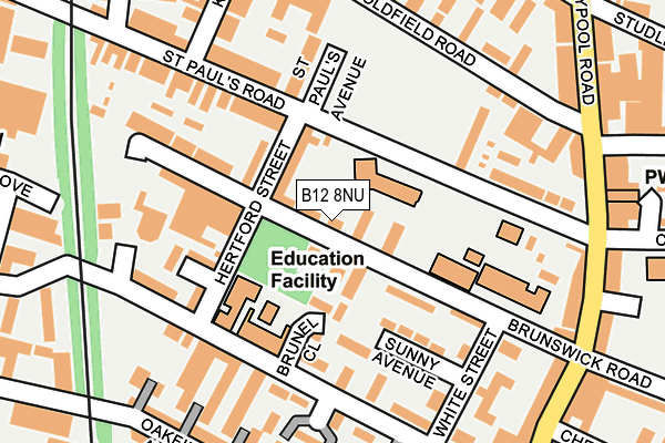 B12 8NU map - OS OpenMap – Local (Ordnance Survey)