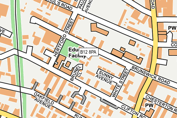 B12 8PA map - OS OpenMap – Local (Ordnance Survey)