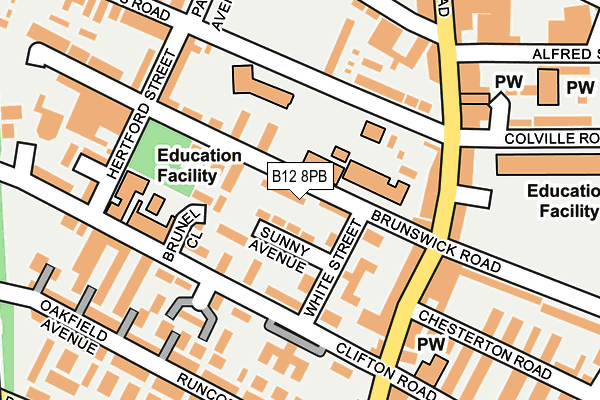 B12 8PB map - OS OpenMap – Local (Ordnance Survey)