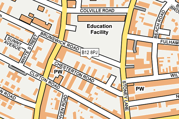 B12 8PJ map - OS OpenMap – Local (Ordnance Survey)