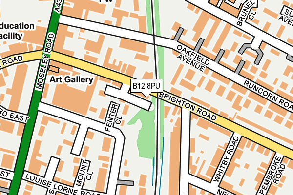 B12 8PU map - OS OpenMap – Local (Ordnance Survey)