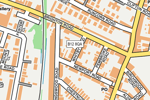 B12 8QA map - OS OpenMap – Local (Ordnance Survey)