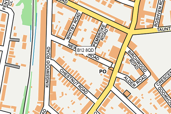 B12 8QD map - OS OpenMap – Local (Ordnance Survey)