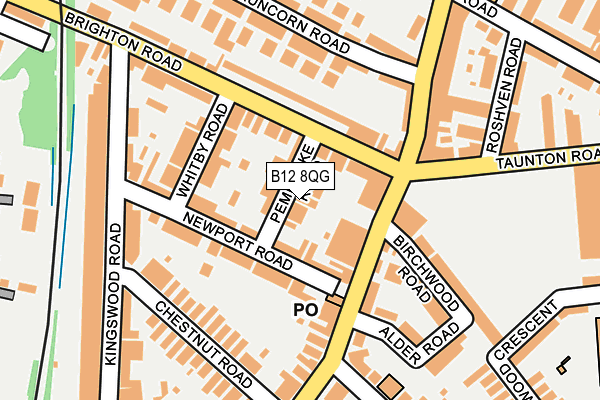 B12 8QG map - OS OpenMap – Local (Ordnance Survey)