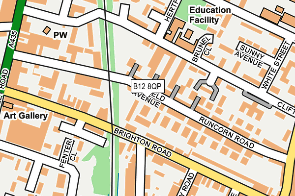 B12 8QP map - OS OpenMap – Local (Ordnance Survey)