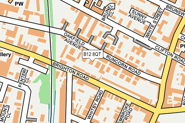 B12 8QT map - OS OpenMap – Local (Ordnance Survey)