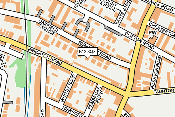 B12 8QX map - OS OpenMap – Local (Ordnance Survey)