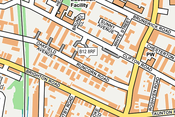 B12 8RF map - OS OpenMap – Local (Ordnance Survey)