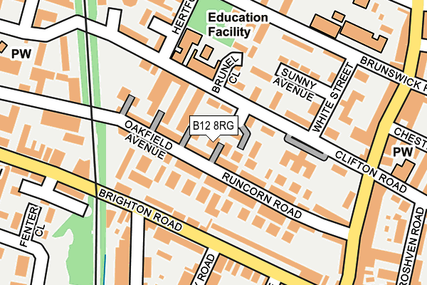 B12 8RG map - OS OpenMap – Local (Ordnance Survey)