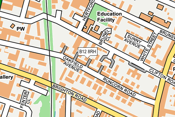 B12 8RH map - OS OpenMap – Local (Ordnance Survey)