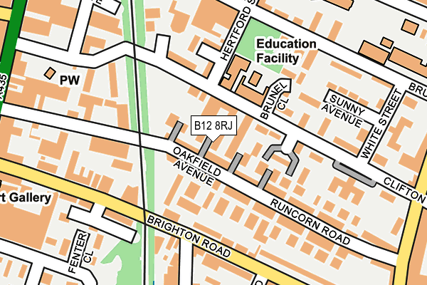 B12 8RJ map - OS OpenMap – Local (Ordnance Survey)