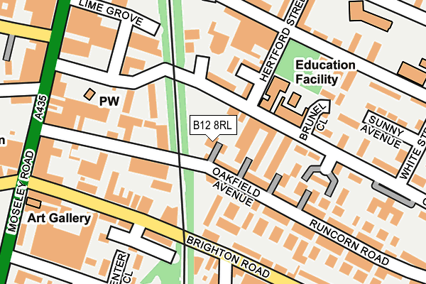 B12 8RL map - OS OpenMap – Local (Ordnance Survey)
