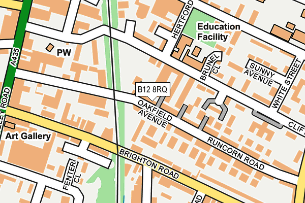 B12 8RQ map - OS OpenMap – Local (Ordnance Survey)