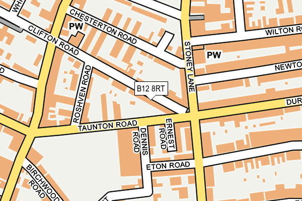 B12 8RT map - OS OpenMap – Local (Ordnance Survey)