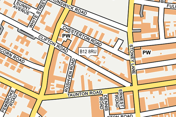 B12 8RU map - OS OpenMap – Local (Ordnance Survey)