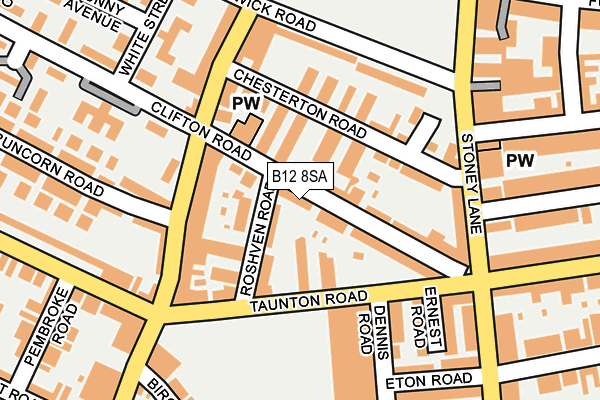 B12 8SA map - OS OpenMap – Local (Ordnance Survey)