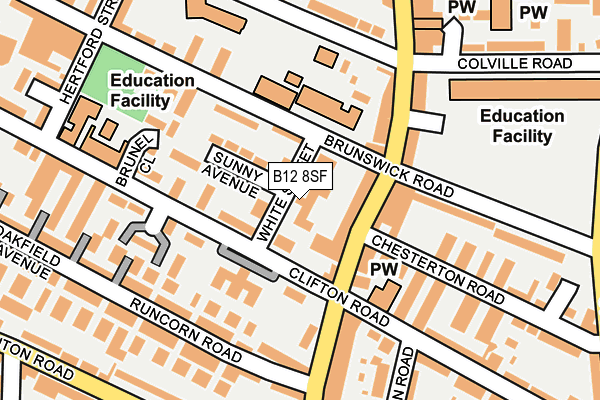 B12 8SF map - OS OpenMap – Local (Ordnance Survey)