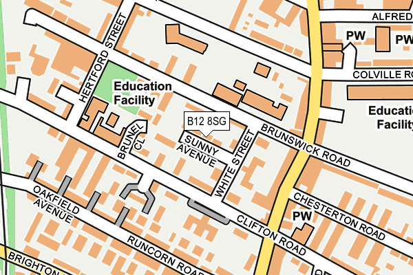 B12 8SG map - OS OpenMap – Local (Ordnance Survey)